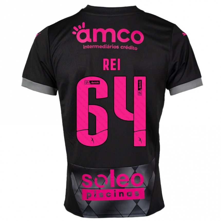 Kids Football Ricardo Rei #64 Black Pink Away Jersey 2024/25 T-Shirt Canada