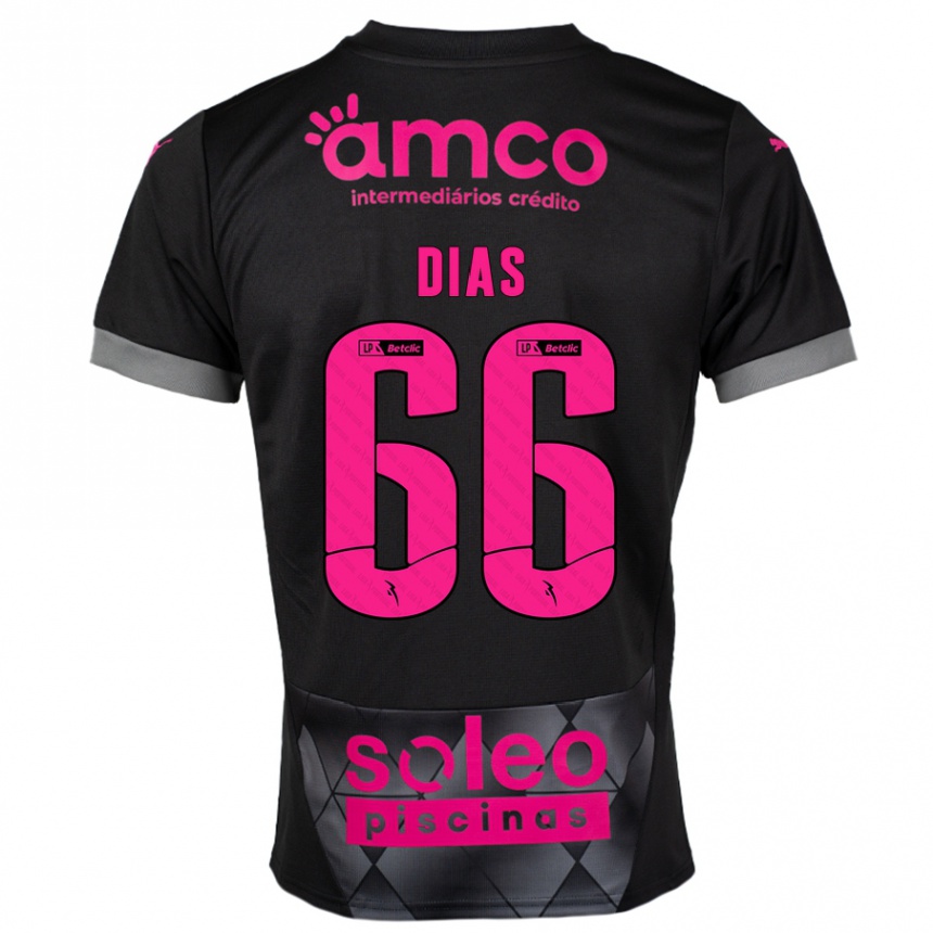 Kids Football Gonçalo Dias #66 Black Pink Away Jersey 2024/25 T-Shirt Canada