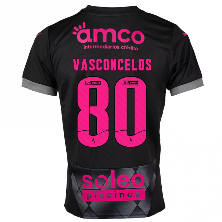 Kids Football Vasconcelos #80 Black Pink Away Jersey 2024/25 T-Shirt Canada