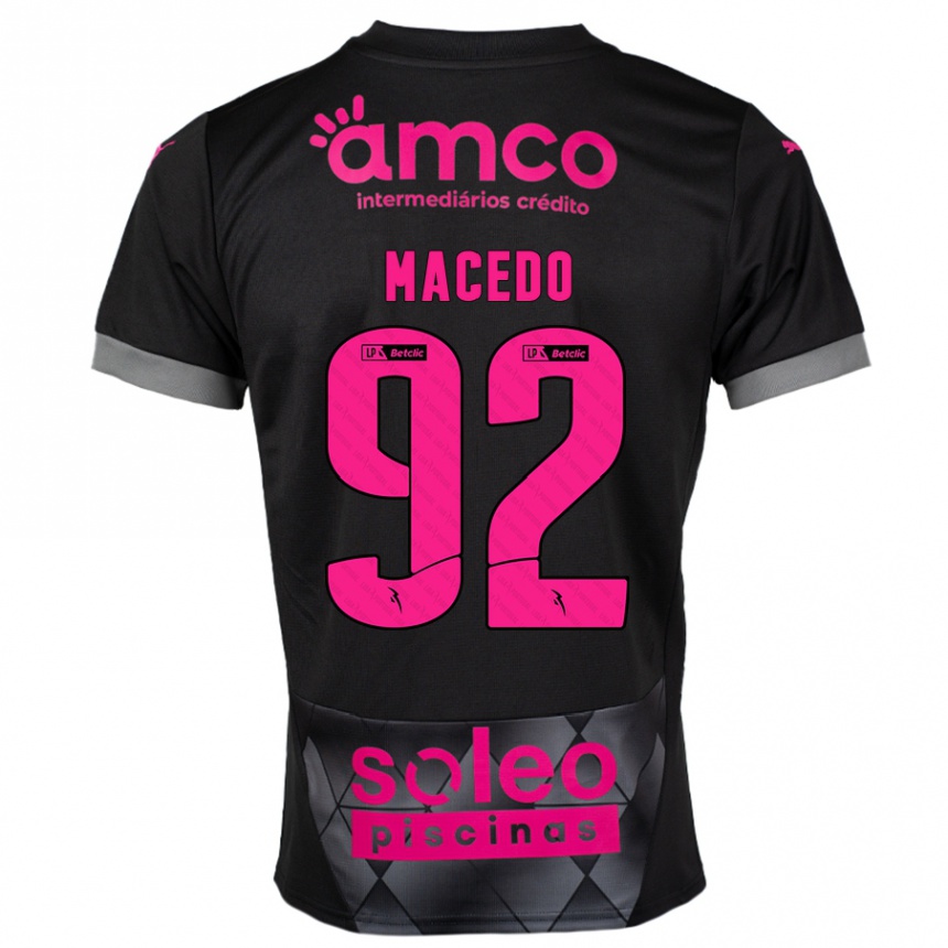 Kids Football Rodrigo Macedo #92 Black Pink Away Jersey 2024/25 T-Shirt Canada