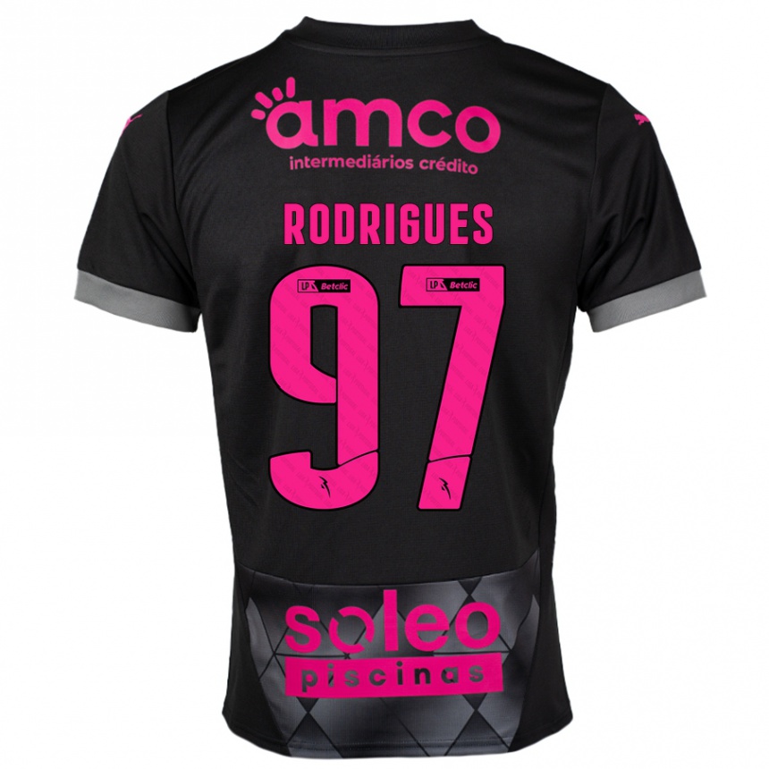 Kids Football Dinis Rodrigues #97 Black Pink Away Jersey 2024/25 T-Shirt Canada