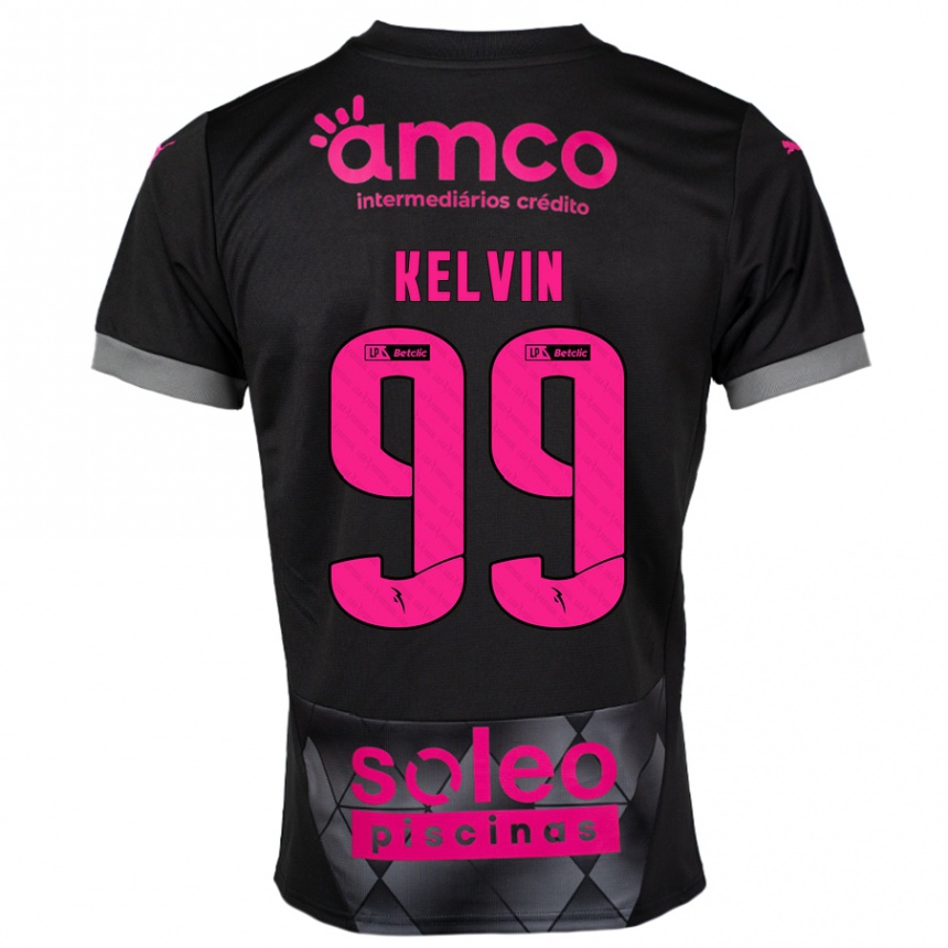 Kids Football Kauan Kelvin #99 Black Pink Away Jersey 2024/25 T-Shirt Canada