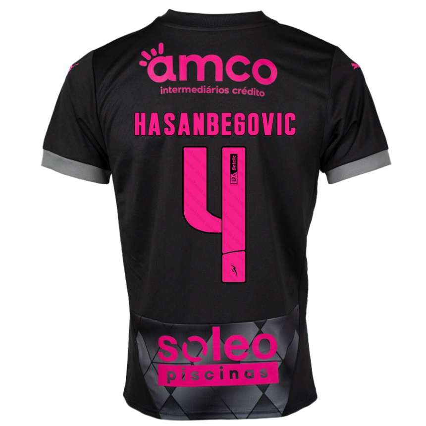 Kids Football Melisa Hasanbegović #4 Black Pink Away Jersey 2024/25 T-Shirt Canada