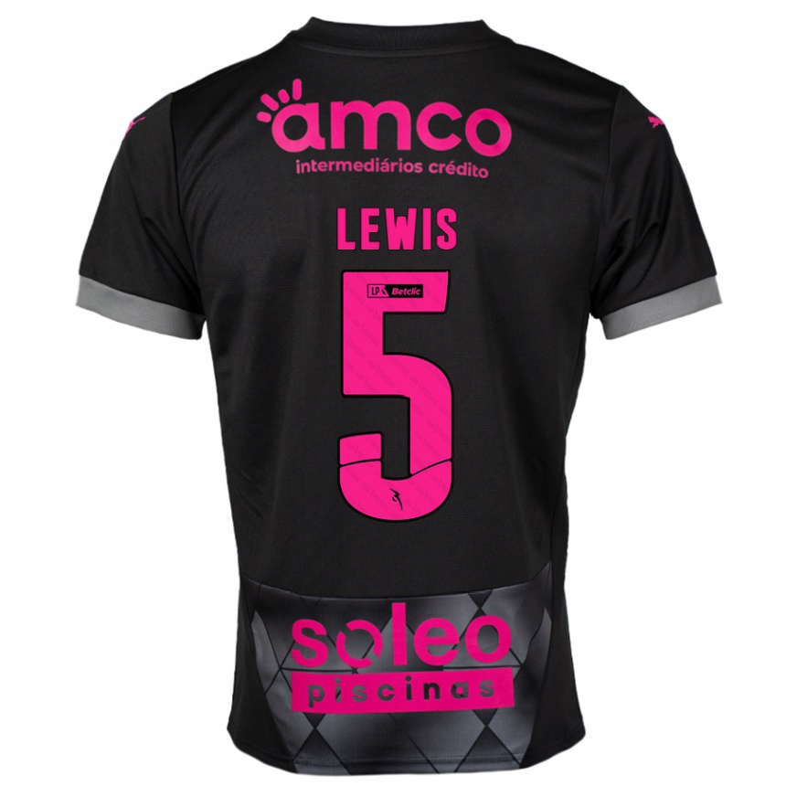 Kids Football Leah Lewis #5 Black Pink Away Jersey 2024/25 T-Shirt Canada