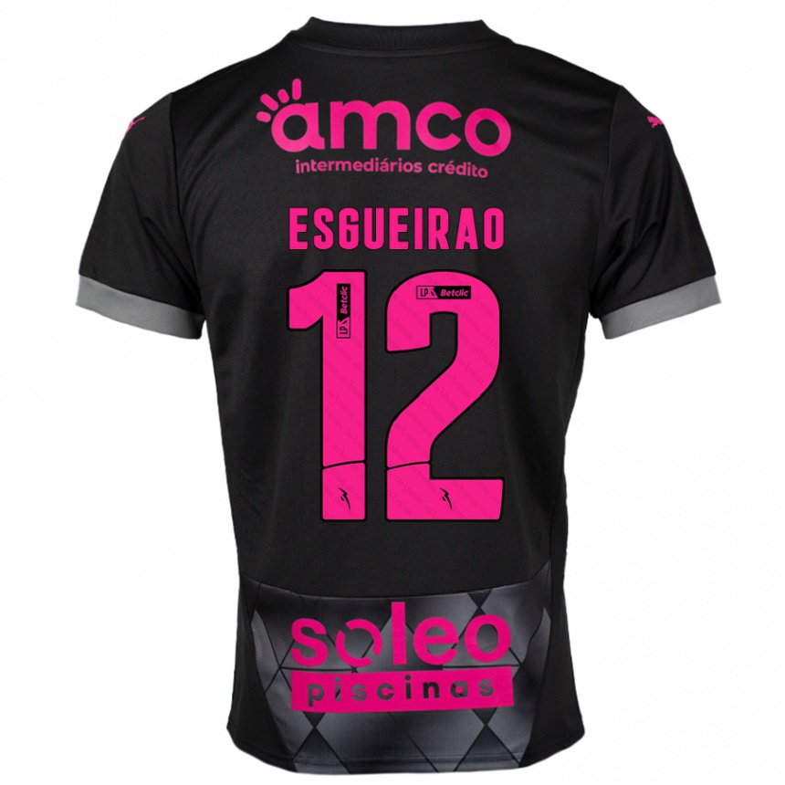 Kids Football Íris Esgueirão #12 Black Pink Away Jersey 2024/25 T-Shirt Canada