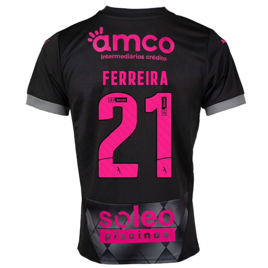 Kids Football Ana Carolina Ferreira #21 Black Pink Away Jersey 2024/25 T-Shirt Canada