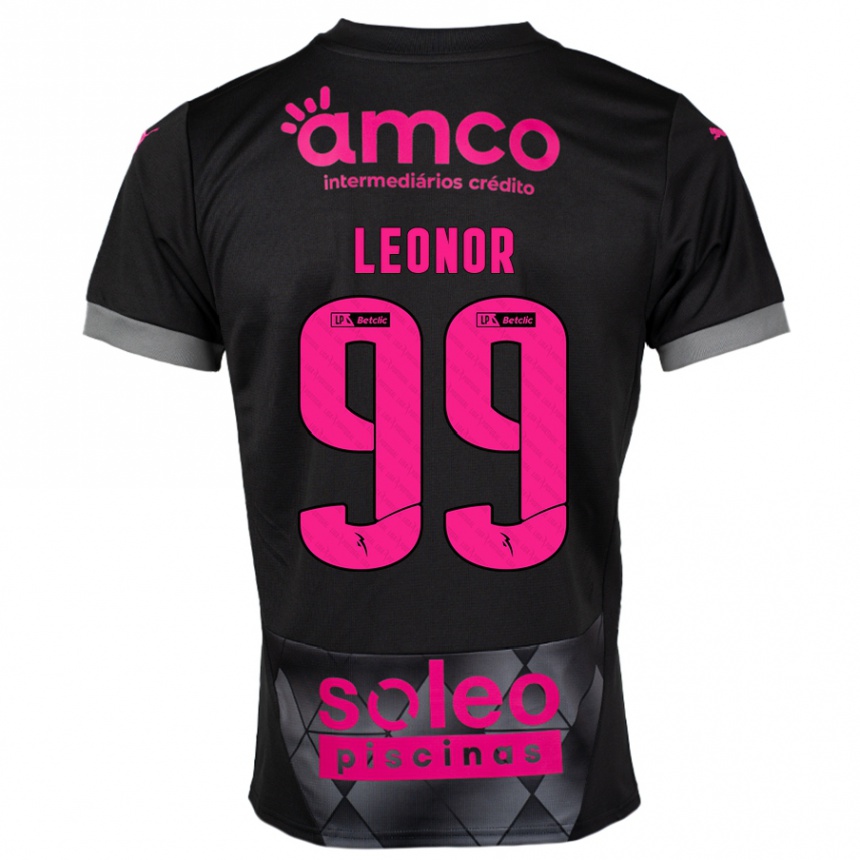 Kids Football Maria Leonor #99 Black Pink Away Jersey 2024/25 T-Shirt Canada