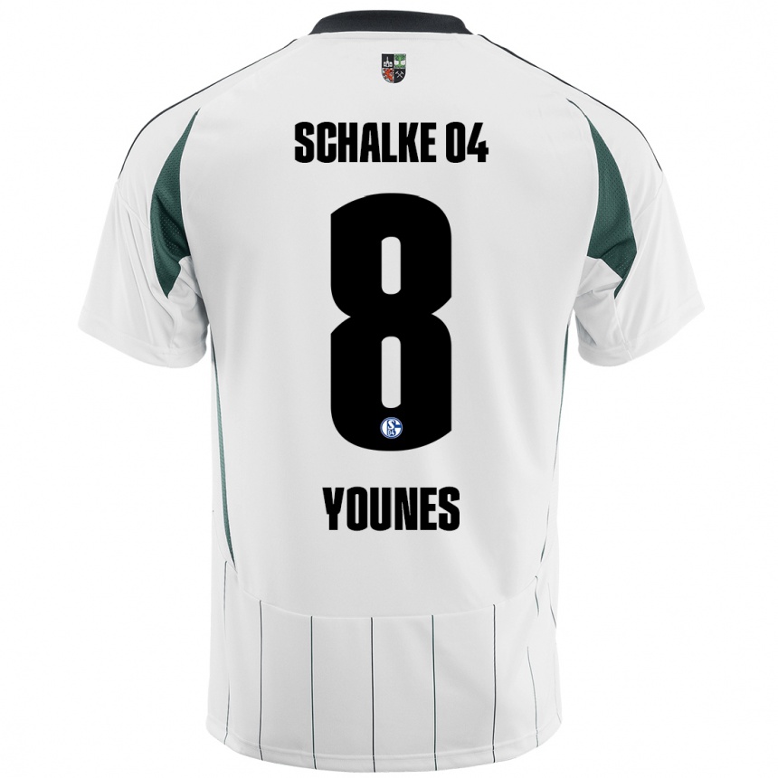 Kids Football Amin Younes #8 White Green Away Jersey 2024/25 T-Shirt Canada