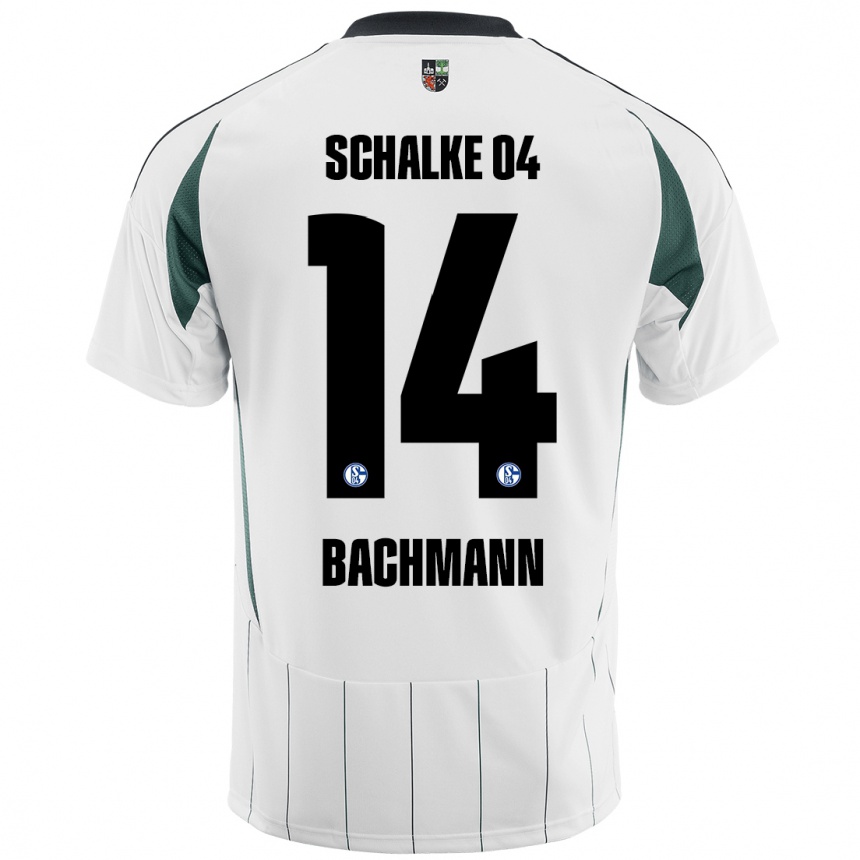 Kids Football Janik Bachmann #14 White Green Away Jersey 2024/25 T-Shirt Canada