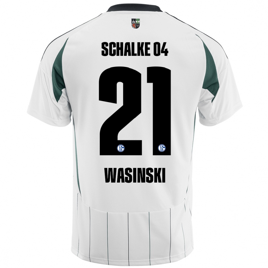 Kids Football Martin Wasinski #21 White Green Away Jersey 2024/25 T-Shirt Canada