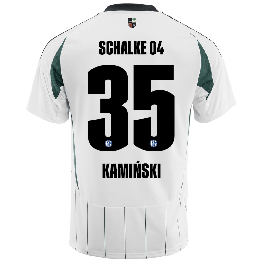 Kids Football Marcin Kaminski #35 White Green Away Jersey 2024/25 T-Shirt Canada