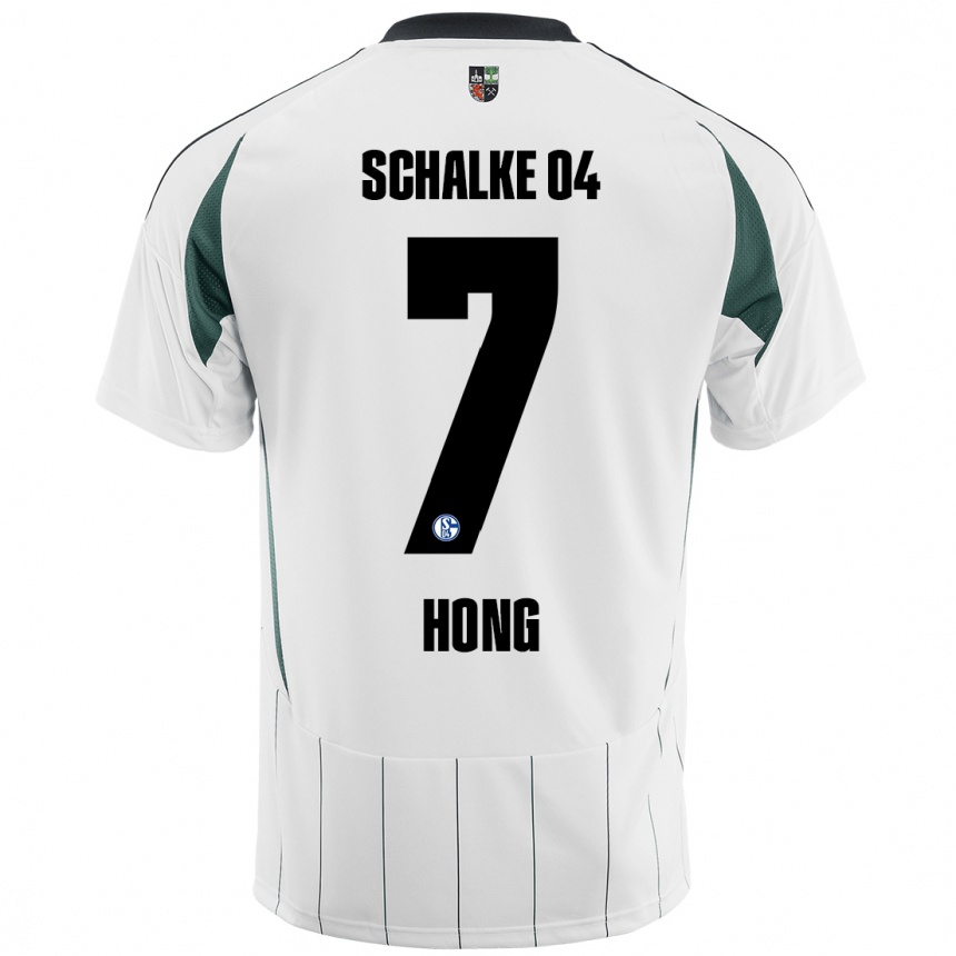 Kids Football Seok-Ju Hong #7 White Green Away Jersey 2024/25 T-Shirt Canada