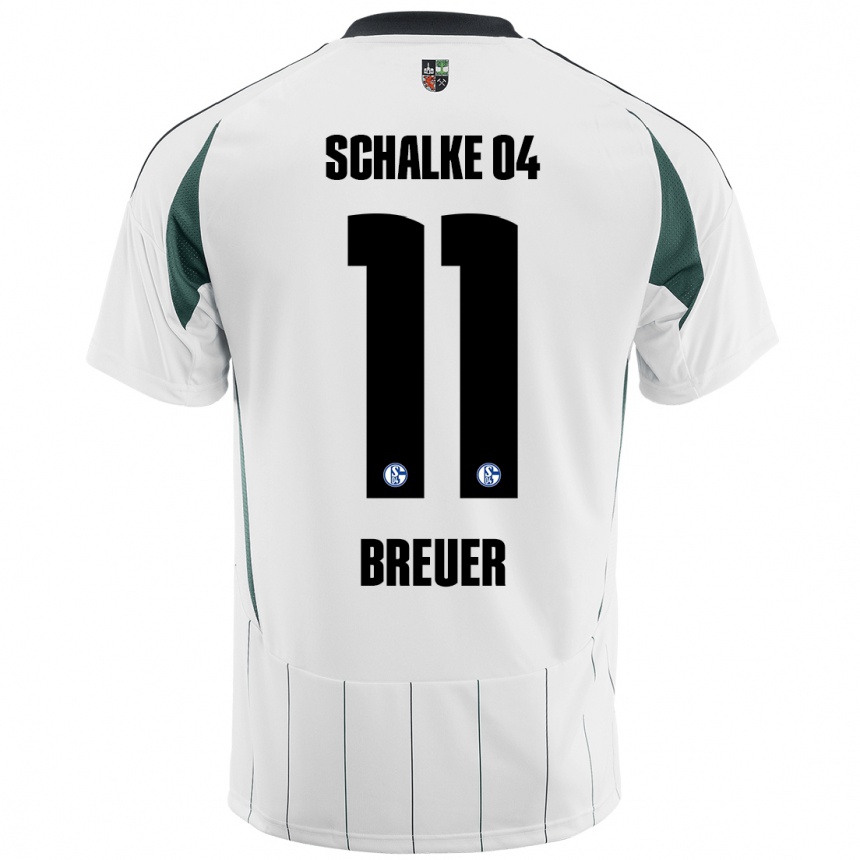 Kids Football Simon Breuer #11 White Green Away Jersey 2024/25 T-Shirt Canada