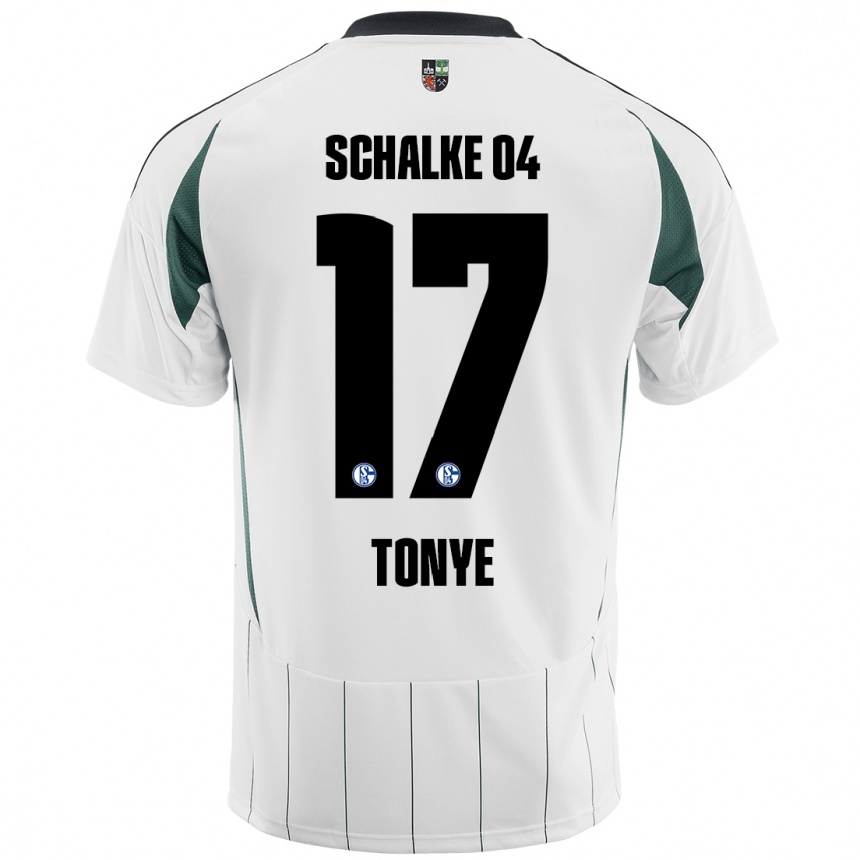 Kids Football Yannick Tonye #17 White Green Away Jersey 2024/25 T-Shirt Canada