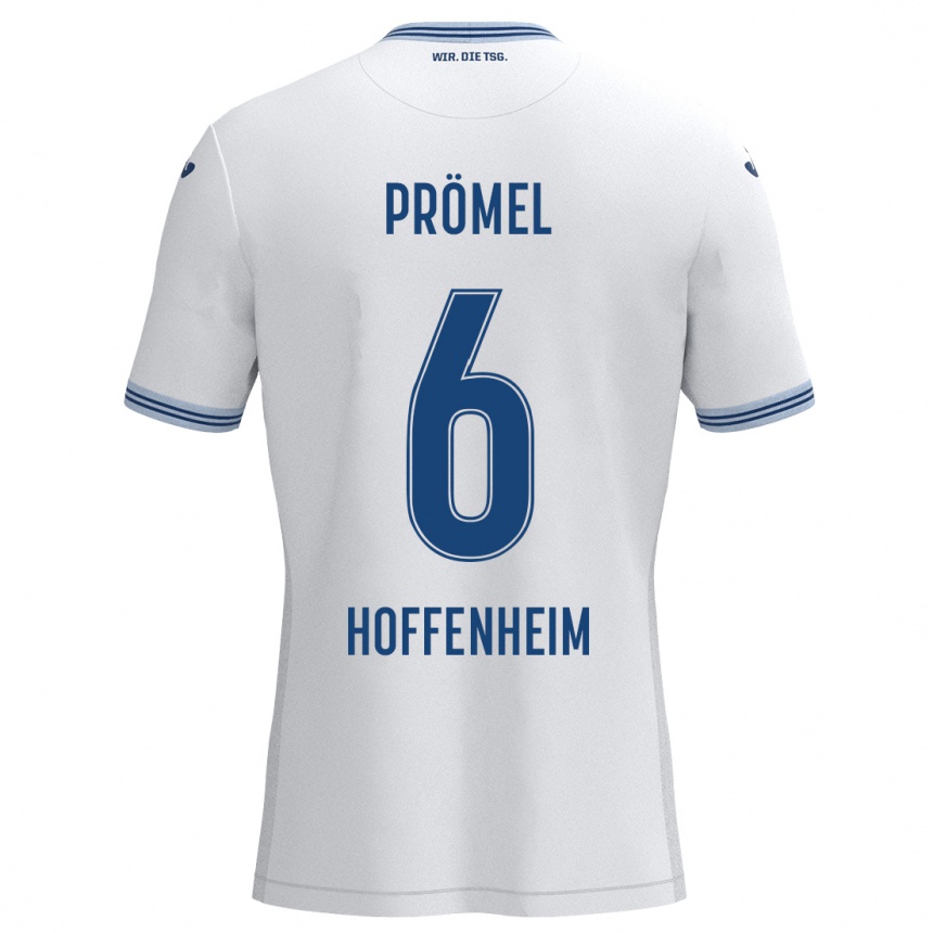 Kids Football Grischa Prömel #6 White Blue Away Jersey 2024/25 T-Shirt Canada