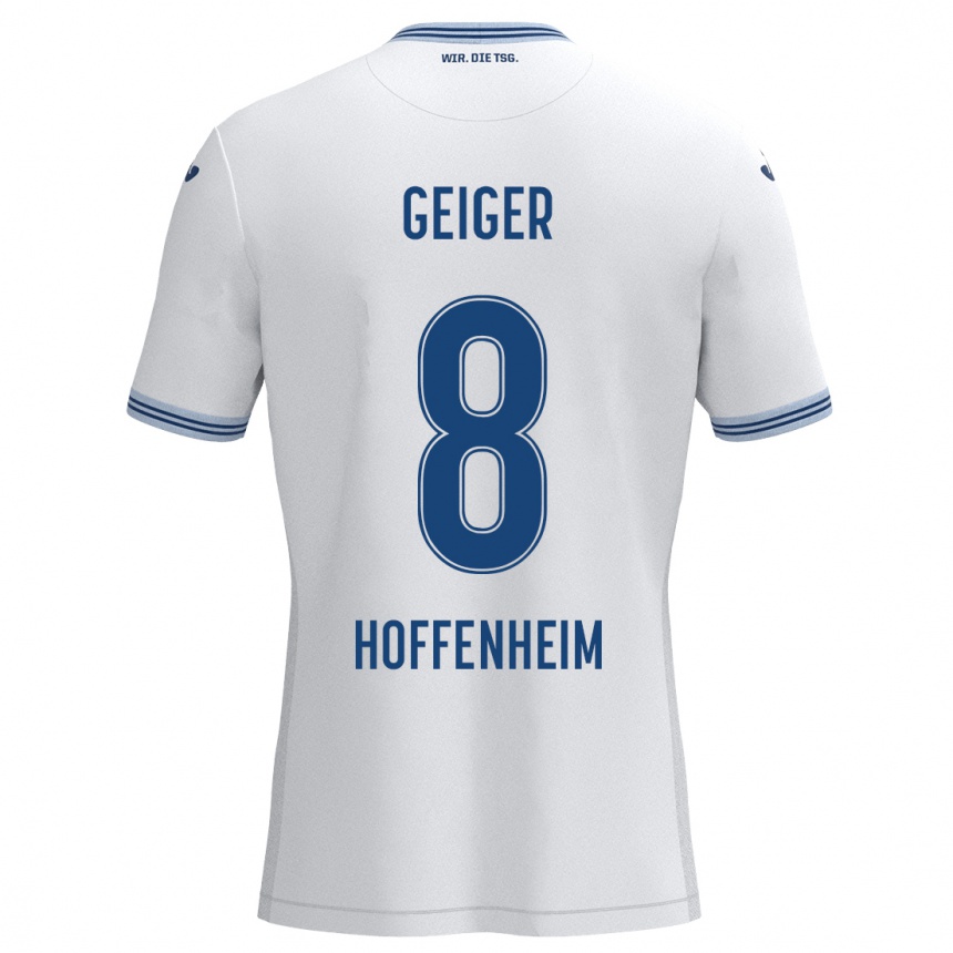 Kids Football Dennis Geiger #8 White Blue Away Jersey 2024/25 T-Shirt Canada