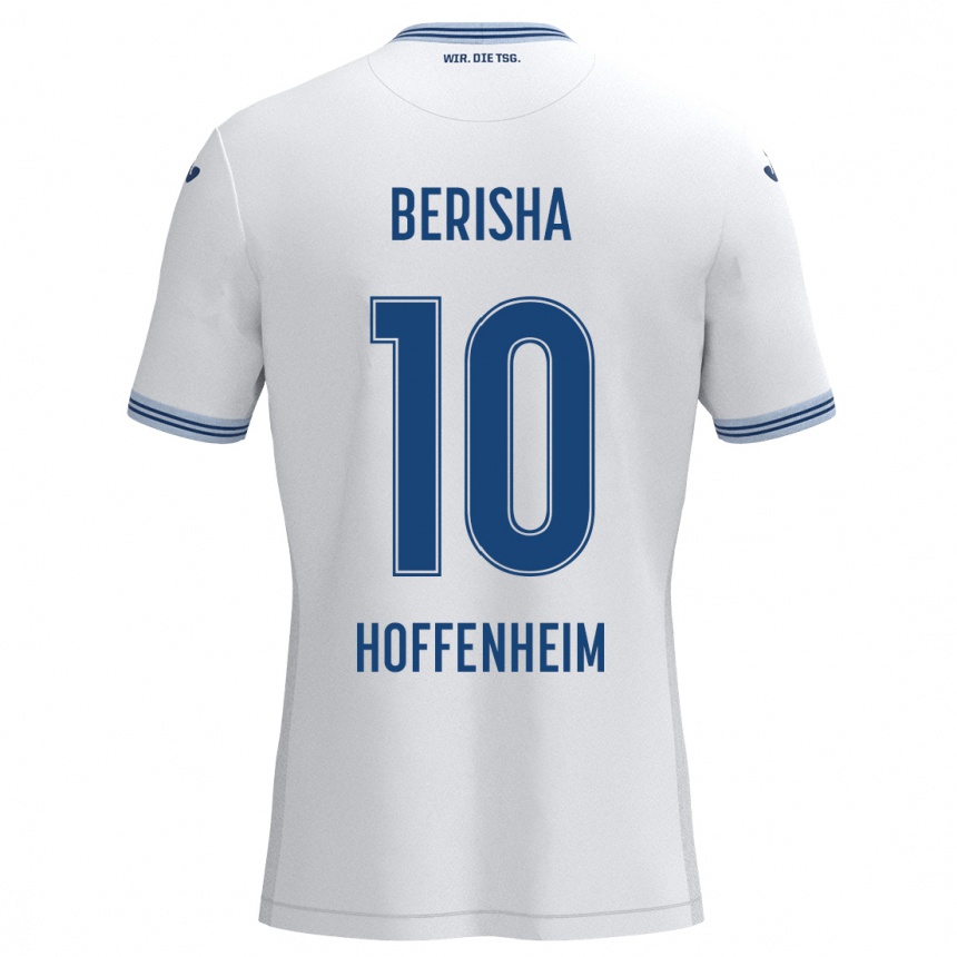 Kids Football Mergim Berisha #10 White Blue Away Jersey 2024/25 T-Shirt Canada