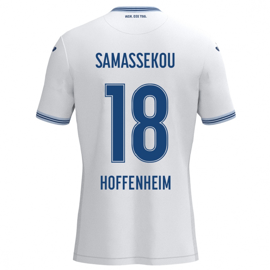 Kids Football Diadié Samassékou #18 White Blue Away Jersey 2024/25 T-Shirt Canada