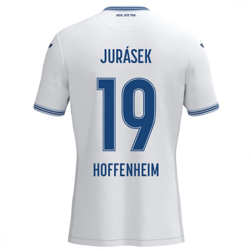 Kids Football David Jurásek #19 White Blue Away Jersey 2024/25 T-Shirt Canada