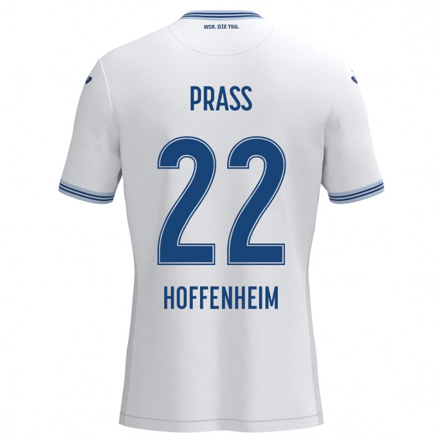 Kids Football Alexander Prass #22 White Blue Away Jersey 2024/25 T-Shirt Canada