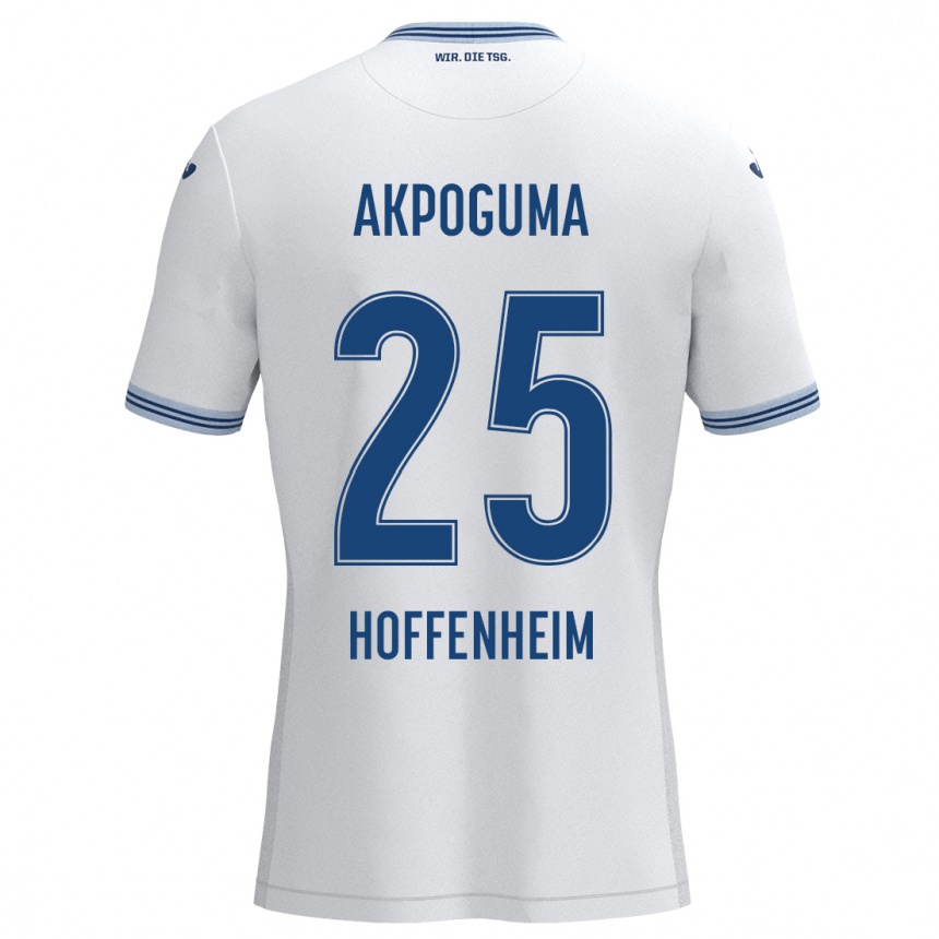 Kids Football Kevin Akpoguma #25 White Blue Away Jersey 2024/25 T-Shirt Canada