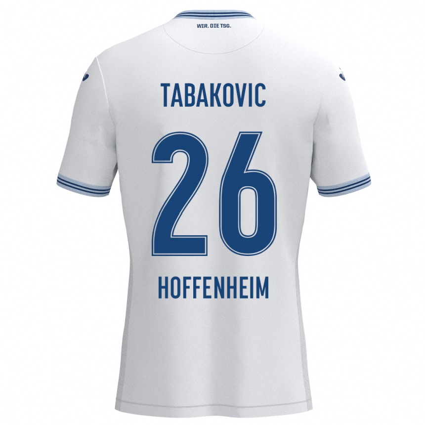 Kids Football Haris Tabakovic #26 White Blue Away Jersey 2024/25 T-Shirt Canada