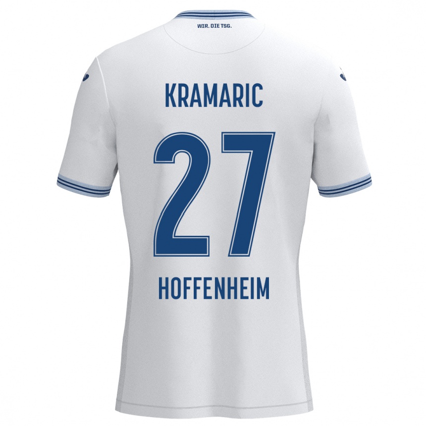 Kids Football Andrej Kramaric #27 White Blue Away Jersey 2024/25 T-Shirt Canada