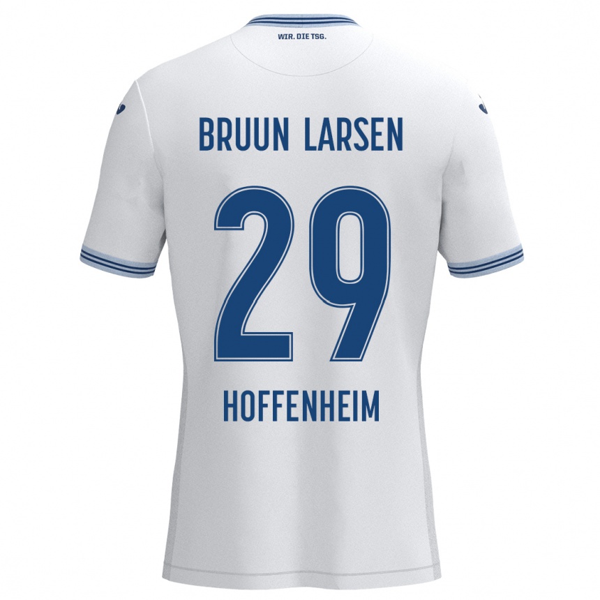 Kids Football Jacob Bruun Larsen #29 White Blue Away Jersey 2024/25 T-Shirt Canada