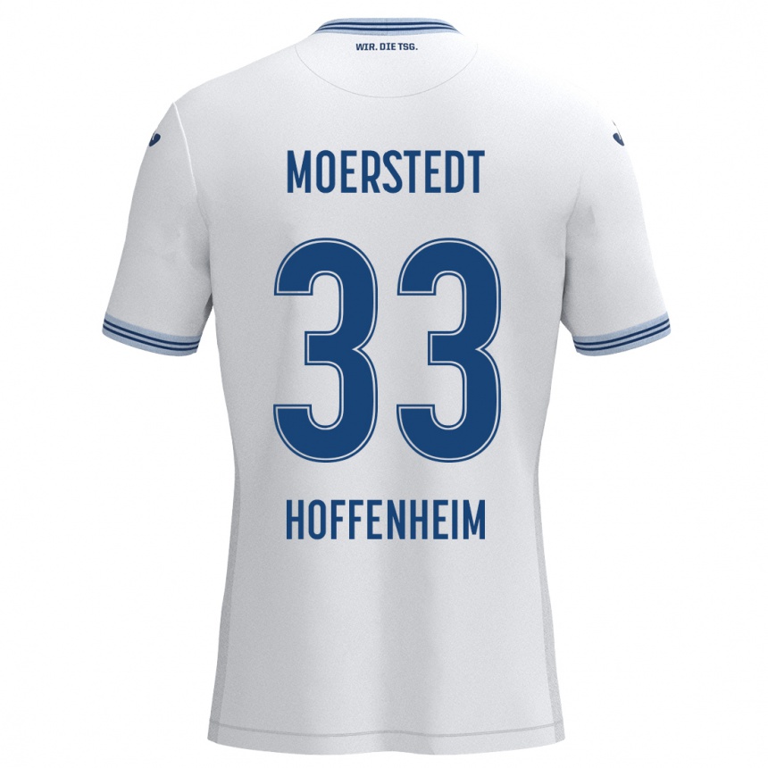 Kids Football Max Moerstedt #33 White Blue Away Jersey 2024/25 T-Shirt Canada