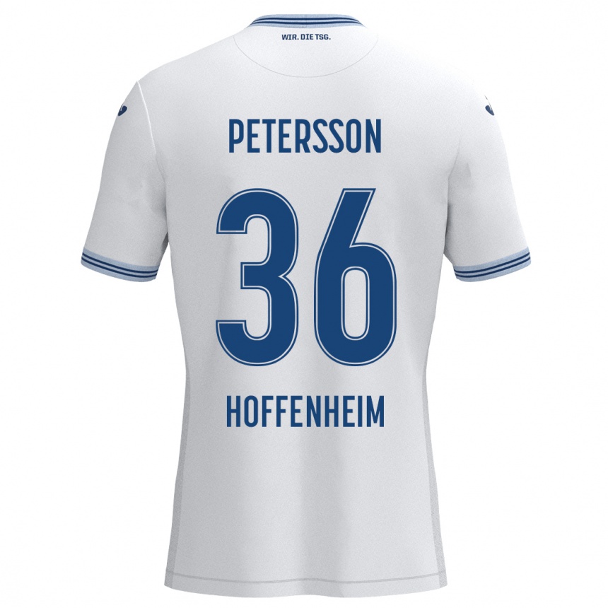 Kids Football Lúkas Petersson #36 White Blue Away Jersey 2024/25 T-Shirt Canada