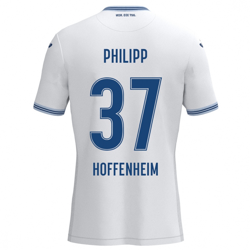 Kids Football Luca Philipp #37 White Blue Away Jersey 2024/25 T-Shirt Canada