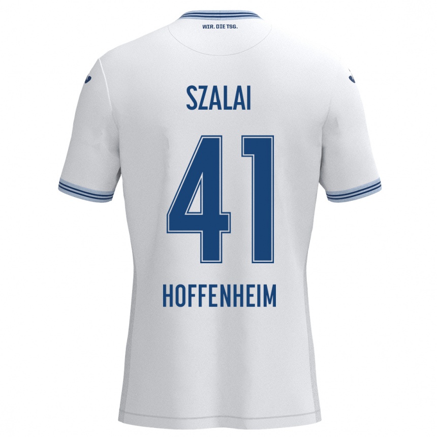 Kids Football Attila Szalai #41 White Blue Away Jersey 2024/25 T-Shirt Canada