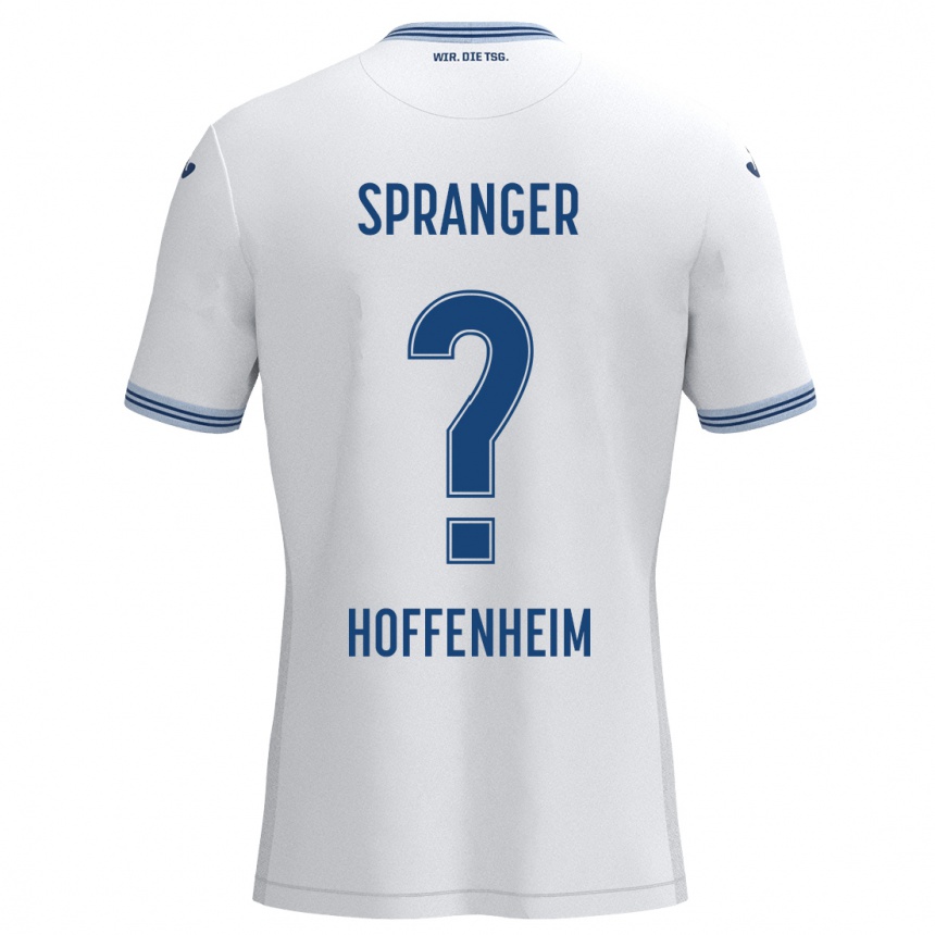 Kids Football Tristan Spranger #0 White Blue Away Jersey 2024/25 T-Shirt Canada