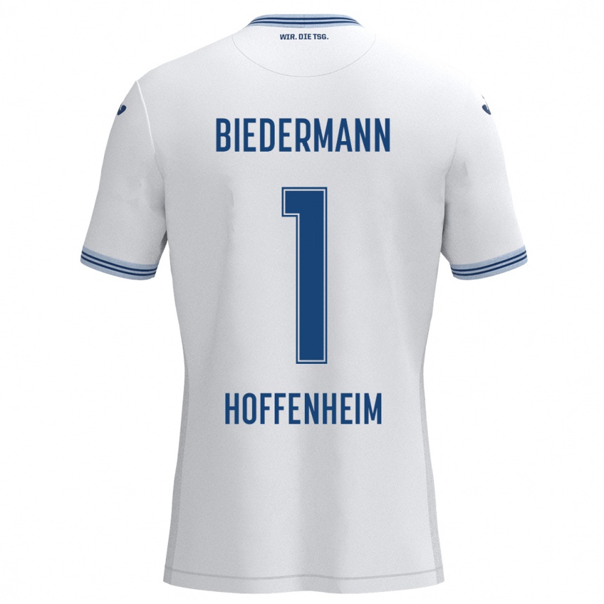 Kids Football Nico Biedermann #1 White Blue Away Jersey 2024/25 T-Shirt Canada