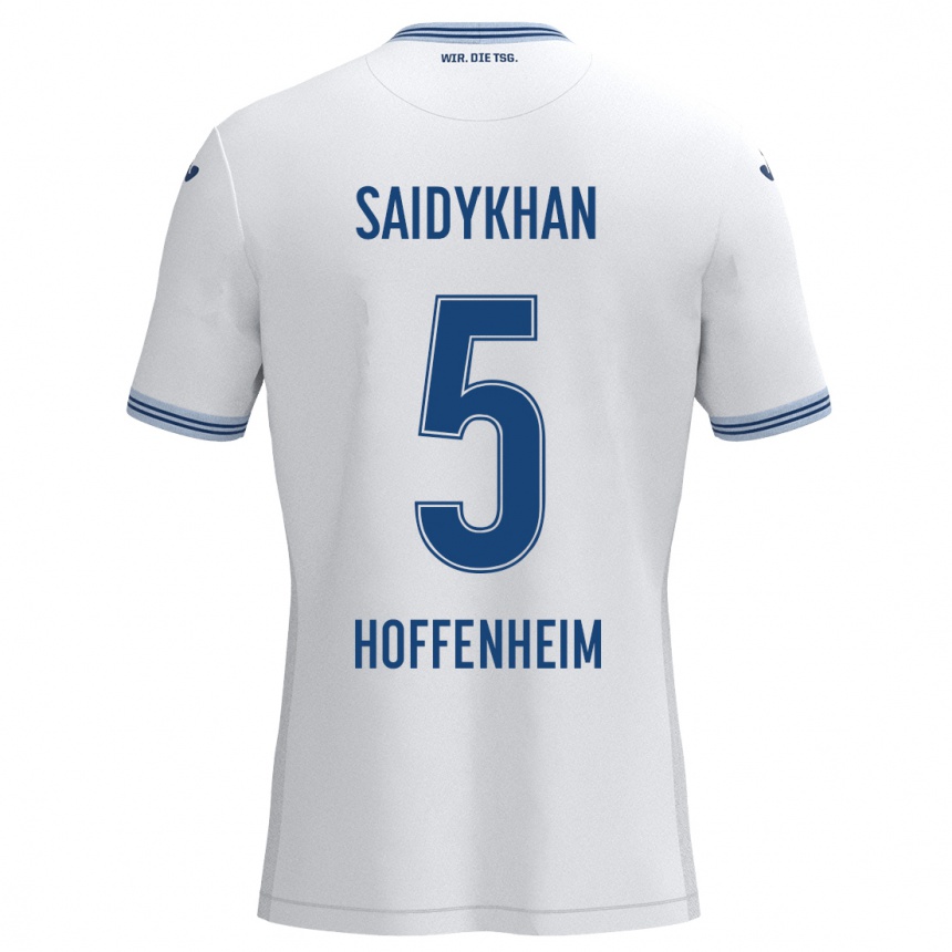 Kids Football Ibrahim Saidykhan #5 White Blue Away Jersey 2024/25 T-Shirt Canada