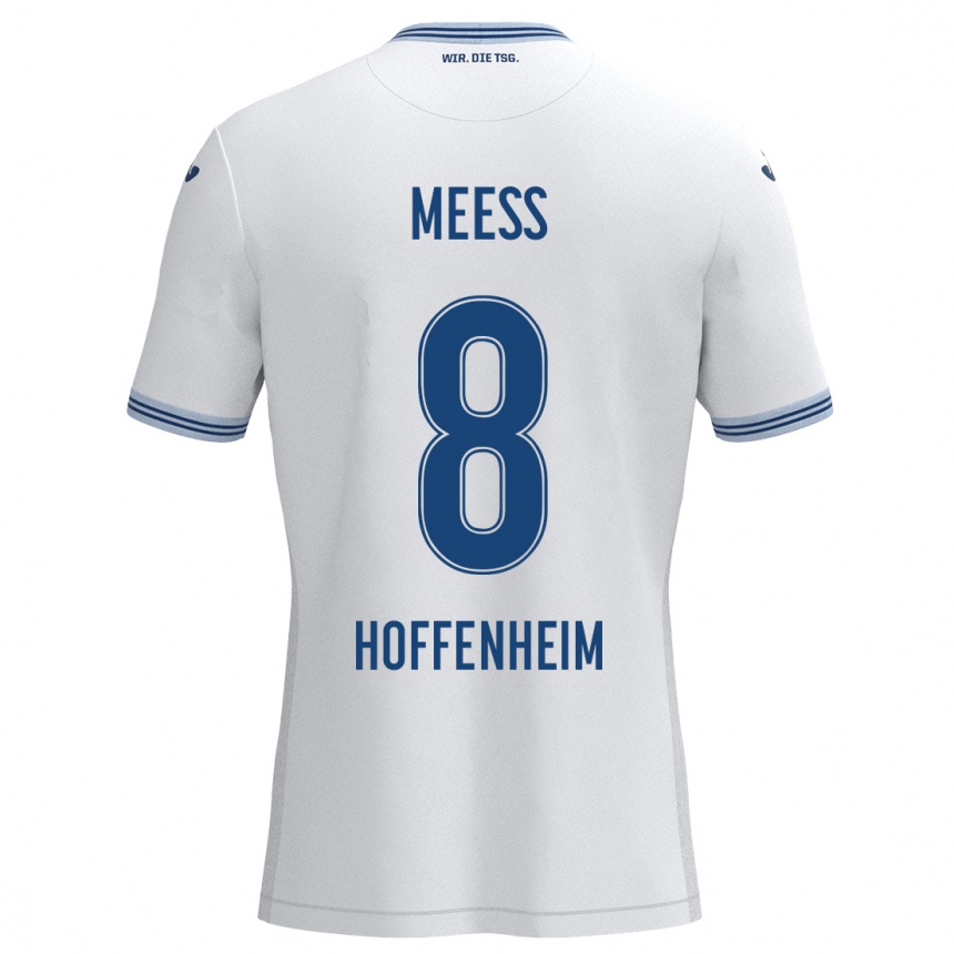 Kids Football Jakob Meeß #8 White Blue Away Jersey 2024/25 T-Shirt Canada