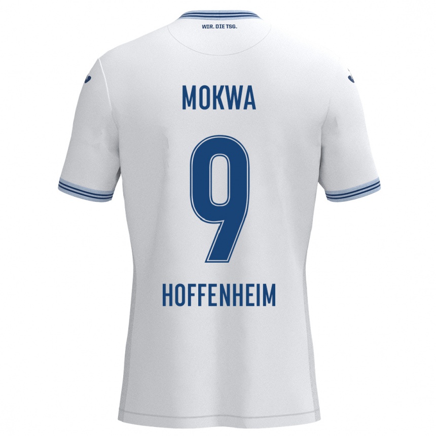 Kids Football David Mokwa #9 White Blue Away Jersey 2024/25 T-Shirt Canada