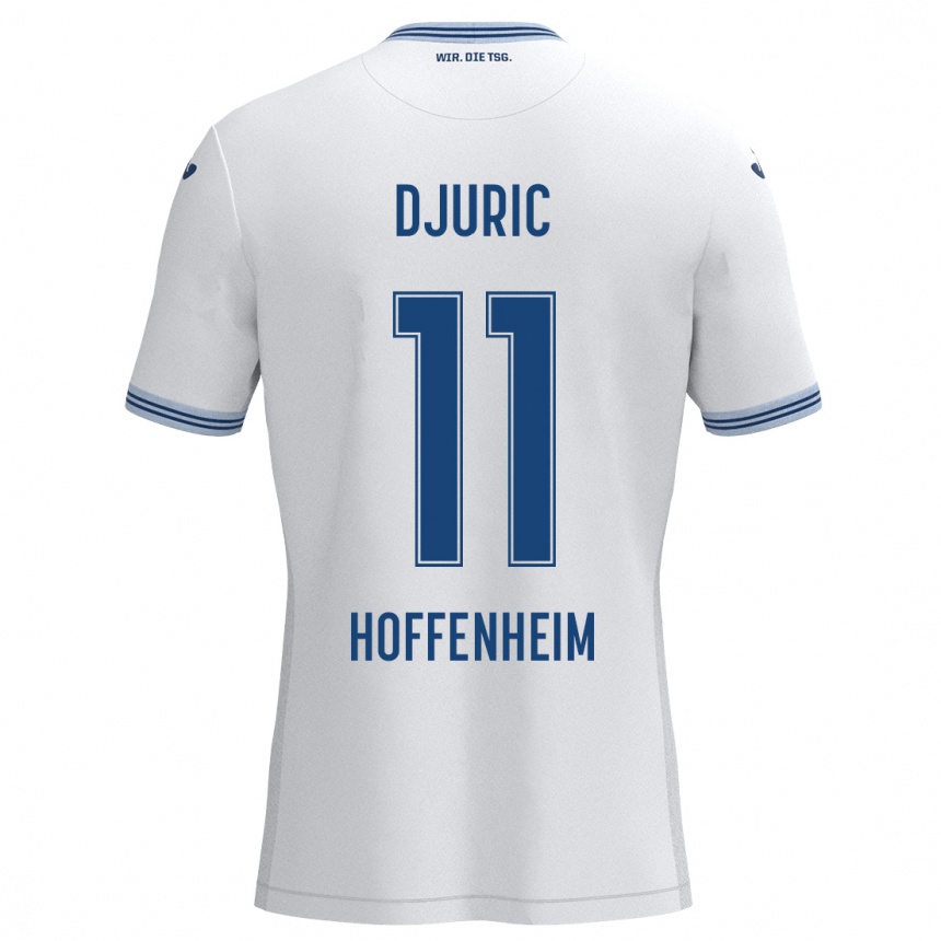 Kids Football Luka Djuric #11 White Blue Away Jersey 2024/25 T-Shirt Canada