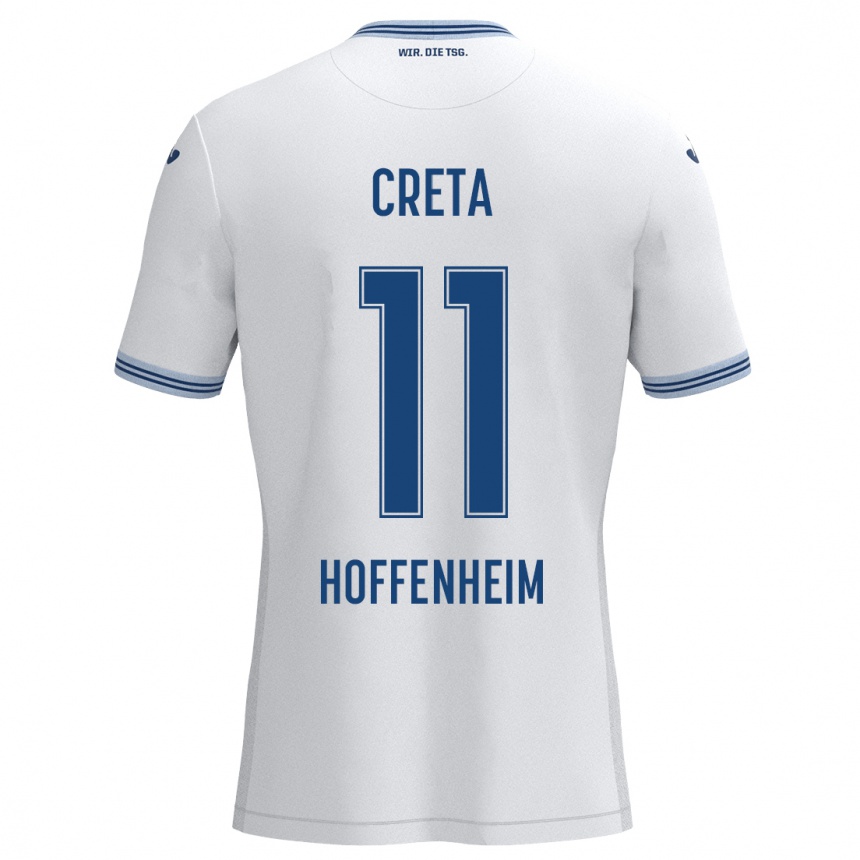 Kids Football David Creța #11 White Blue Away Jersey 2024/25 T-Shirt Canada