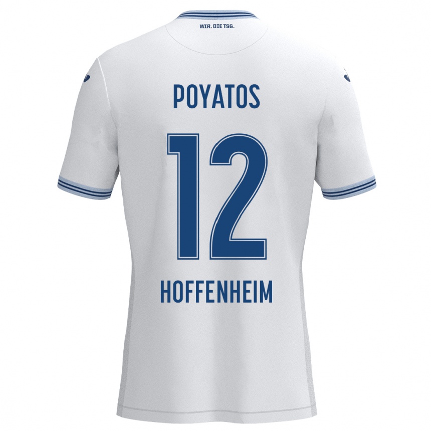 Kids Football Miguel Poyatos #12 White Blue Away Jersey 2024/25 T-Shirt Canada