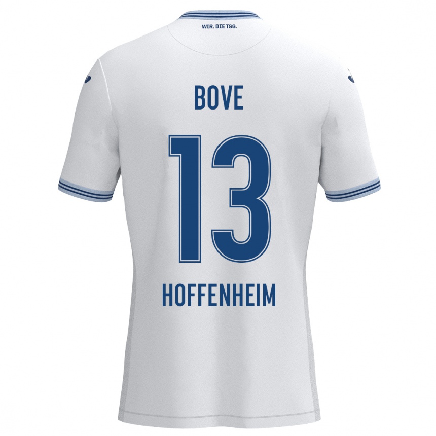 Kids Football Nevio Bove #13 White Blue Away Jersey 2024/25 T-Shirt Canada