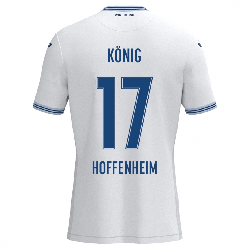 Kids Football Noah König #17 White Blue Away Jersey 2024/25 T-Shirt Canada