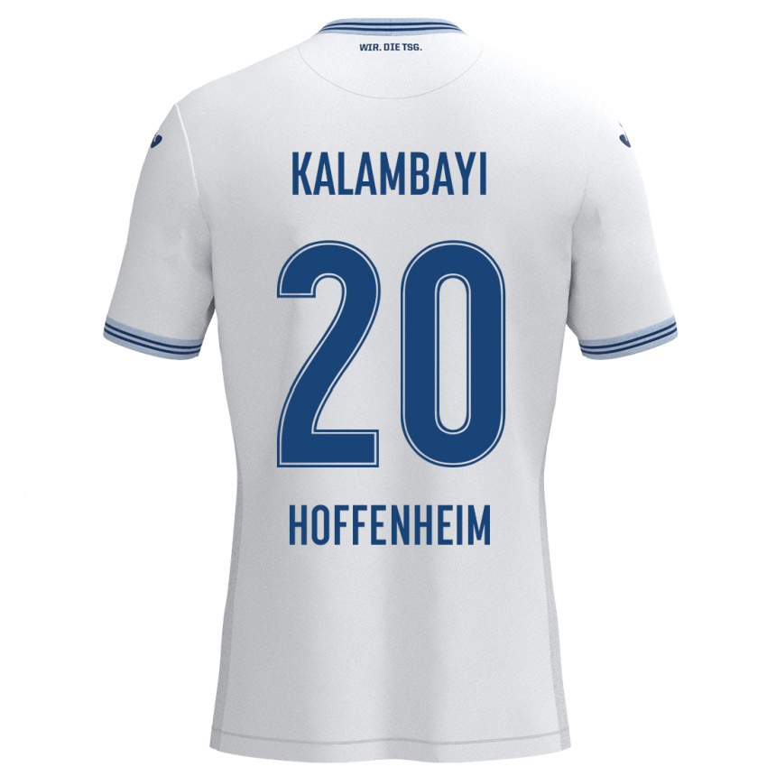 Kids Football Simon Kalambayi #20 White Blue Away Jersey 2024/25 T-Shirt Canada