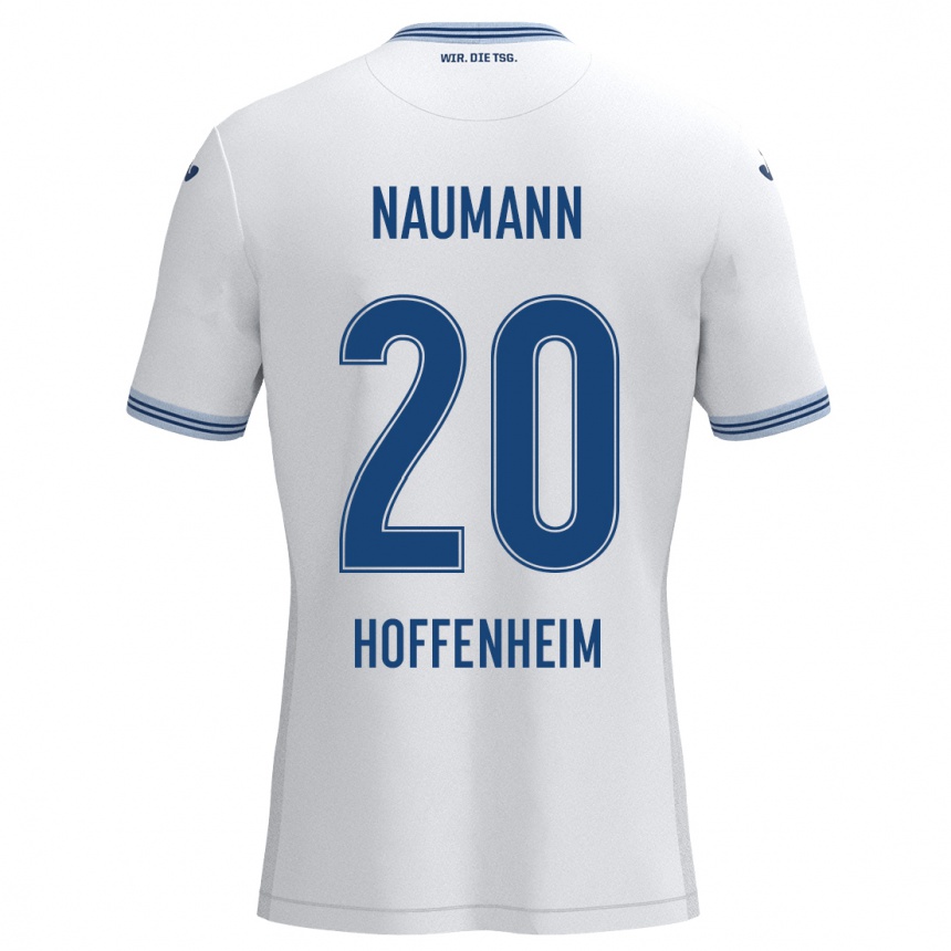 Kids Football Maxim Naumann #20 White Blue Away Jersey 2024/25 T-Shirt Canada