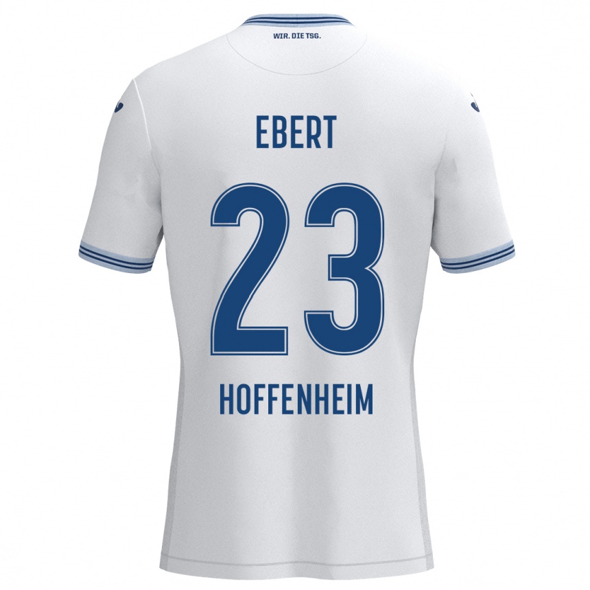 Kids Football Darijo Ebert #23 White Blue Away Jersey 2024/25 T-Shirt Canada