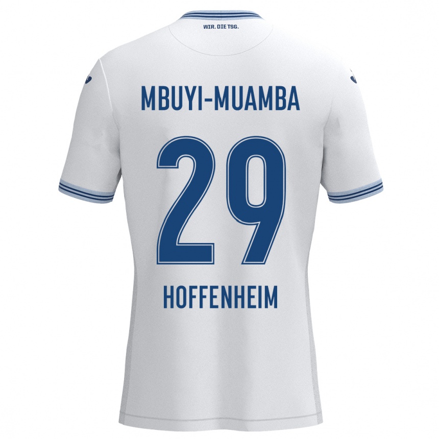 Kids Football Hubert Mbuyi-Muamba #29 White Blue Away Jersey 2024/25 T-Shirt Canada