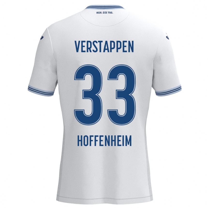 Kids Football Eric Verstappen #33 White Blue Away Jersey 2024/25 T-Shirt Canada