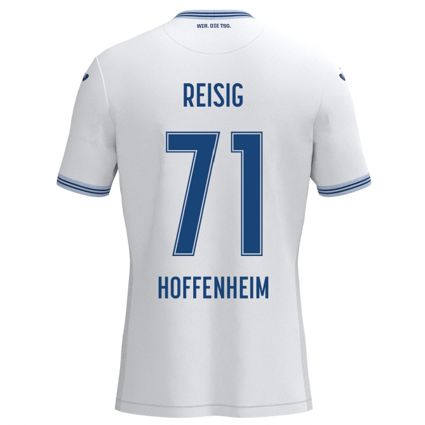 Kids Football Ruben Reisig #71 White Blue Away Jersey 2024/25 T-Shirt Canada