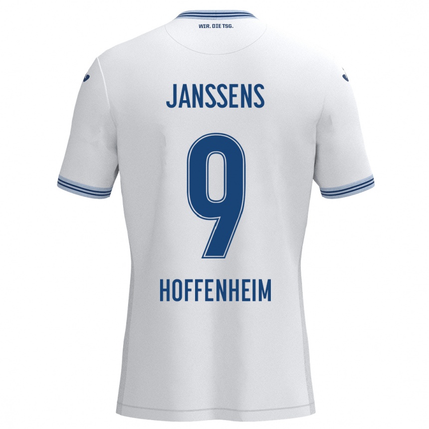 Kids Football Jill Janssens #9 White Blue Away Jersey 2024/25 T-Shirt Canada