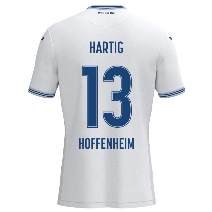 Kids Football Isabella Hartig #13 White Blue Away Jersey 2024/25 T-Shirt Canada